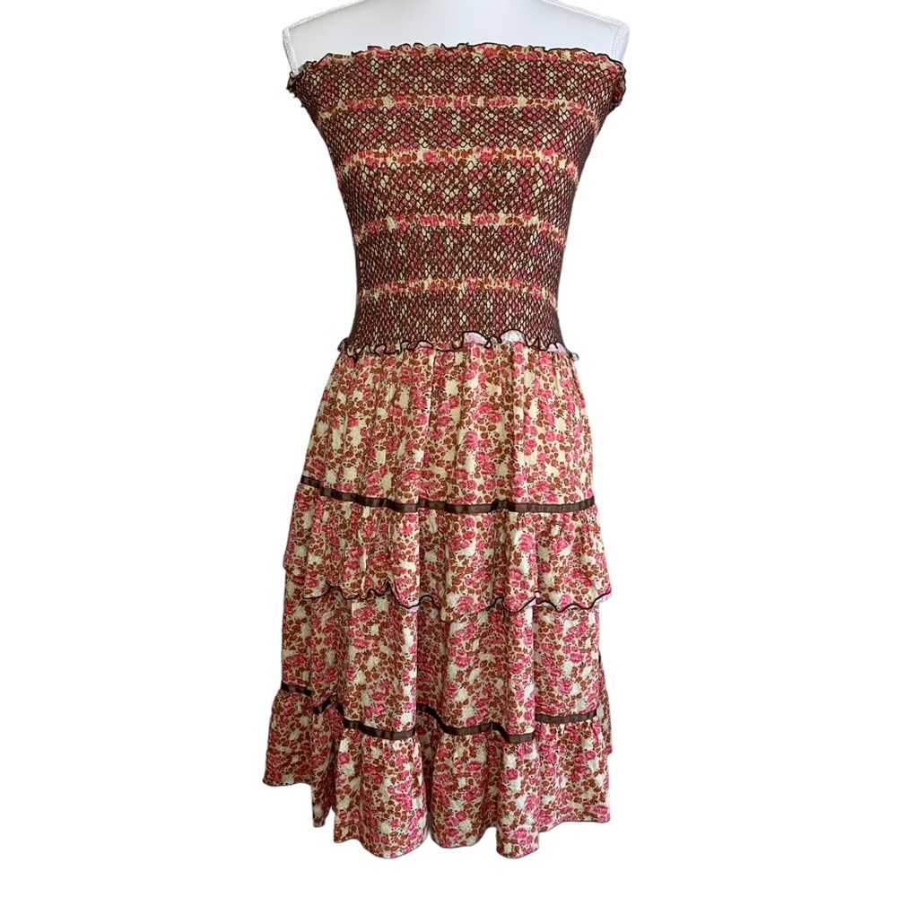 Free People Smocked Tiered Ruffle Dress XS Cottagecore